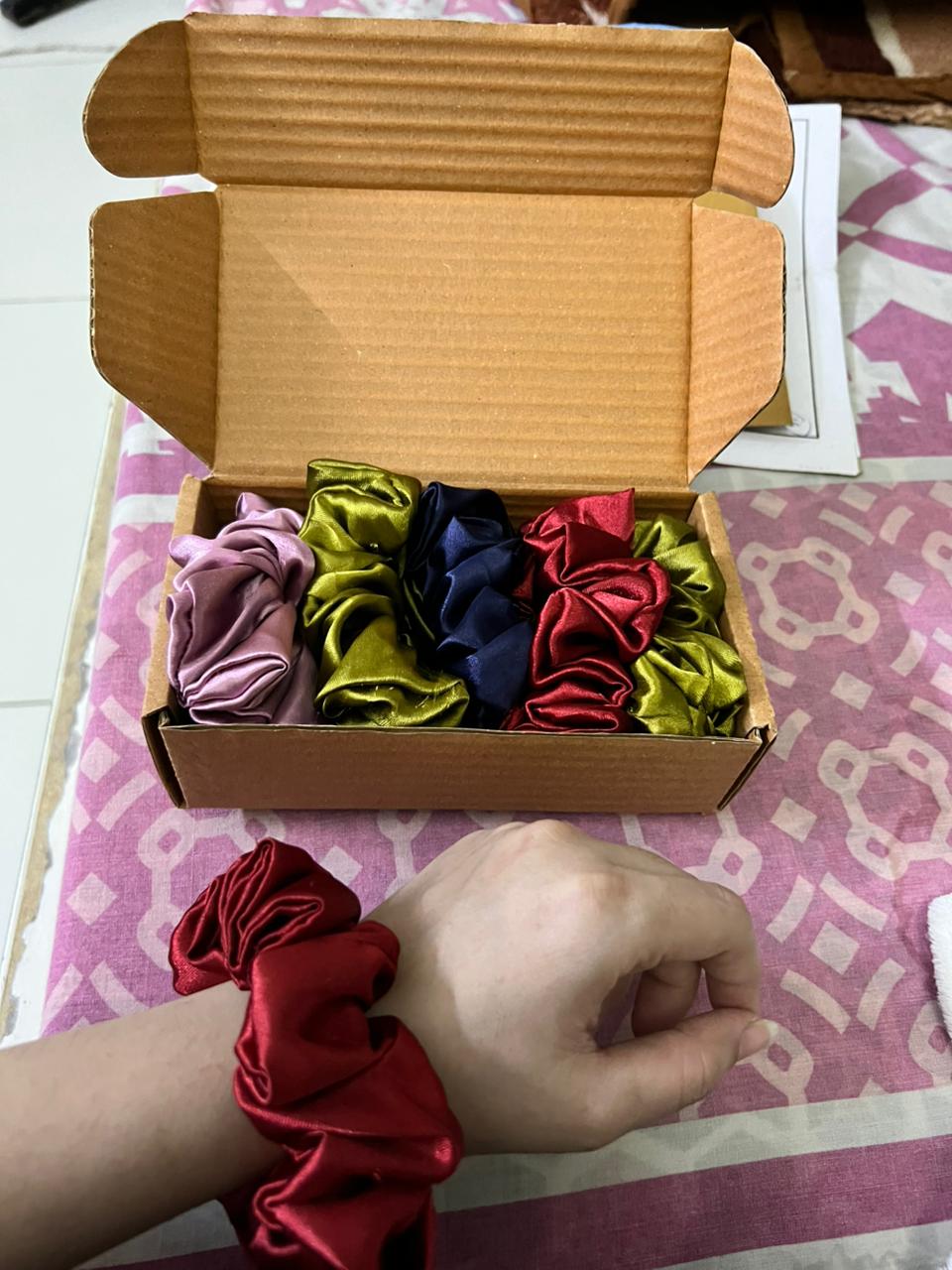 Medium Size Handmade Silk Scrunchies With Box