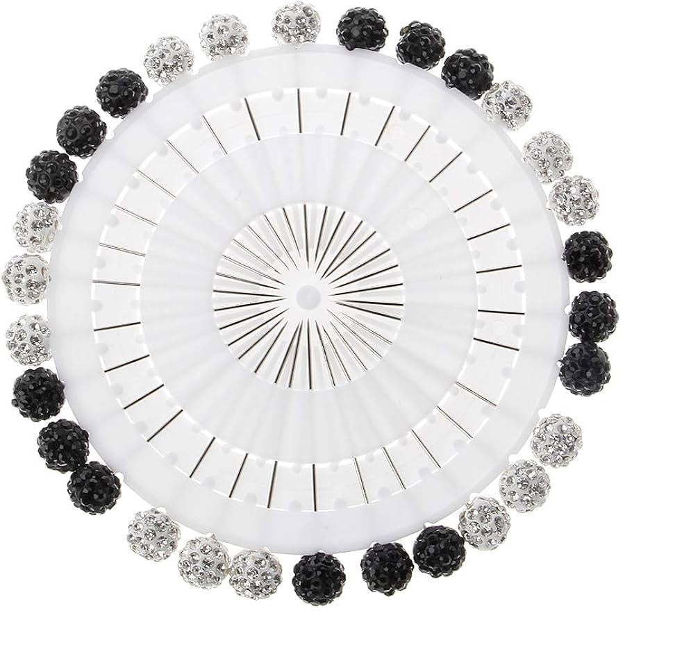 Black White Crystal Ball Pins