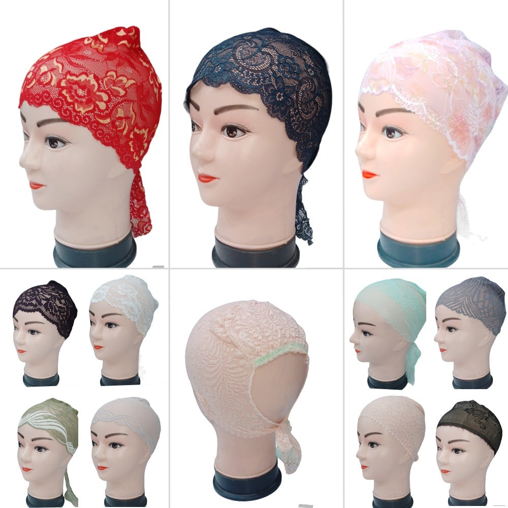 Pack of 12 Lace Net Tie Inner Cap for hijab