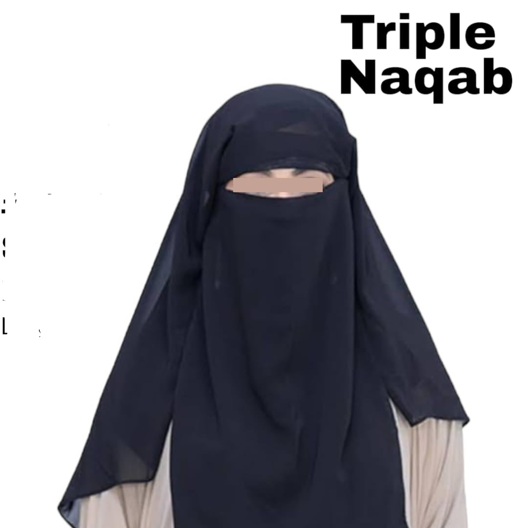 Triple Black Naqab With Full Length