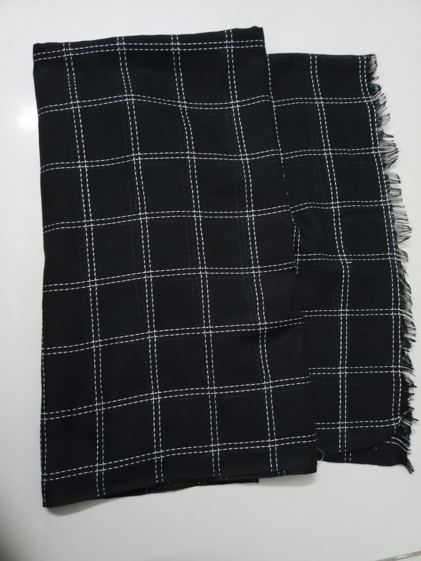 Basic Black Check Style Hijab