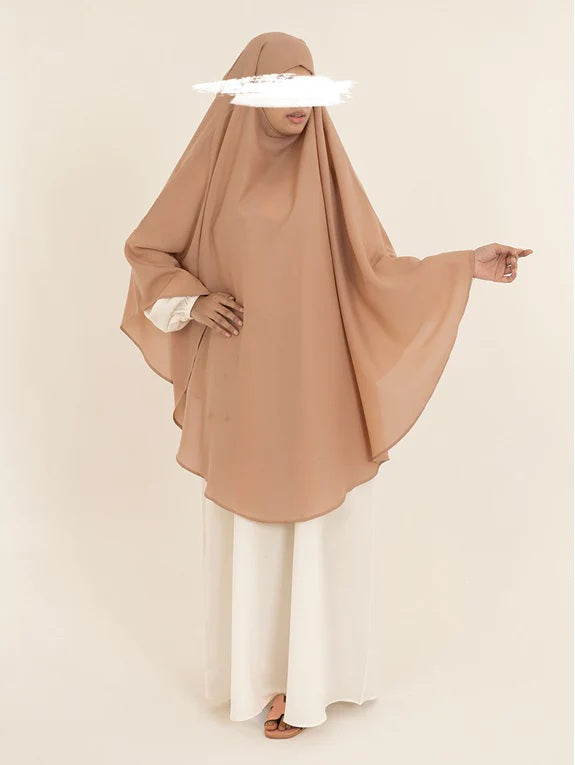 3-Layer Hijab Set - 2-Piece Imported Chiffon Khimar with Niqab