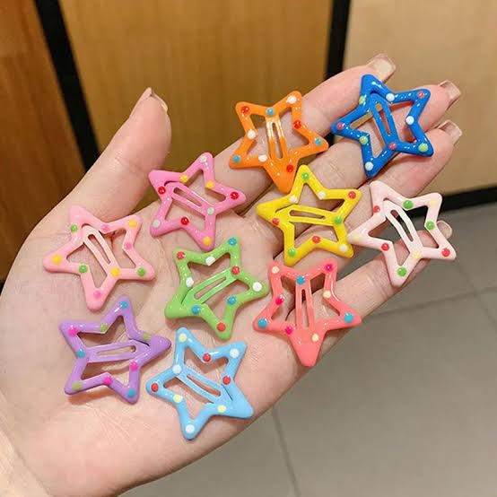 Star Hair Clip Plain And Dotted