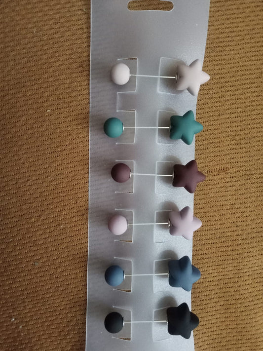Mate Colors Double Side Star Pins (6 Pins)