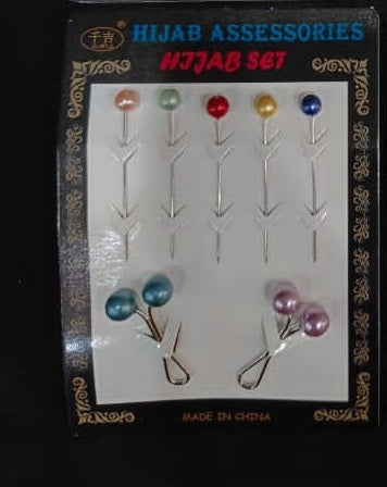 6 Hijab Needle Pin + 2 Turkish Clip (Family Pack)