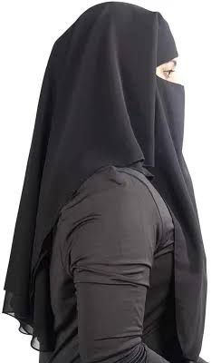 Triple Black Naqab With Full Length